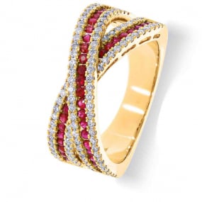 Bague Rubis et Diamants diamant Or 18 ct - 750/1000 - Liliana - 066223RA
