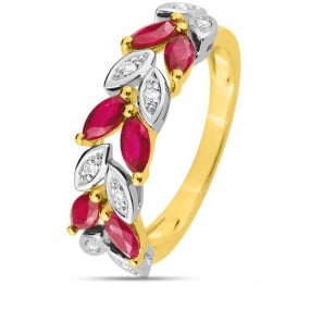 Bague Rubis et Diamants diamant Or 18 ct - 750/1000 - Lorena - MBA11BRB4
