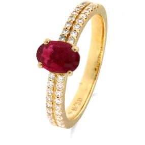 Bague Rubis et Diamants diamant Or 18 ct - 750/1000 - Marinella - 066174RA
