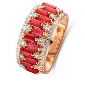 Bague Rubis et Diamants diamant Or 18 ct - 750/1000 - Rachel - 064457RA
