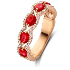 Bague Rubis et Diamants diamant Or 18 ct - 750/1000 - Valentine - 064091RA
