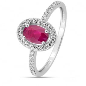 Bague Rubis et Zirconium  Or 18 ct - 750/1000 - Katsu - 1.7564.R1
