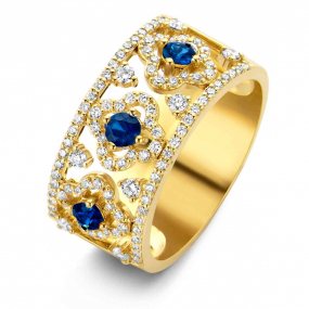 Bague Salina, saphir bleu et diamants sur or jaune 0.59 ct  - Salina 064407SA 
