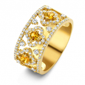 Bague Salina, saphir jaune et diamants sur or jaune 0.59 ct  - Salina 064407JA 
