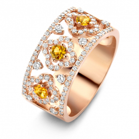 Bague Salina, saphir jaune et diamants sur or rose 0.59 ct  - Salina 064402JA 
