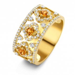 Bague Salina, saphir orange et diamants sur or jaune 0.59 ct  - Salina 064407KA 
