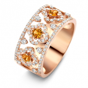 Bague Salina, saphir orange et diamants sur or rose 0.59 ct  - Salina 064402KA 
