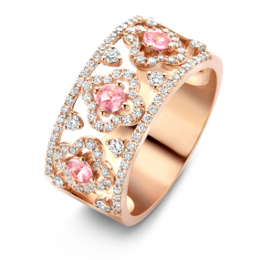 Bague Salina, saphir rose et diamants sur or rose 0.59 ct  - Salina 064402XA 
