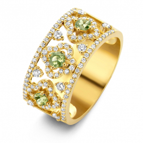 Bague Salina, saphir vert et diamants sur or jaune 0.59 ct  - Salina 064407EA 
