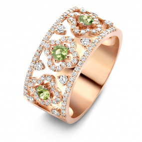 Bague Salina, saphir vert et diamants sur or rose 0.59 ct  - Salina 064402EA 
