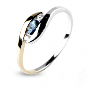 Bague saphir 0.46 ct  et diamants 0.04 ct en 2 Ors diamant Emeline -12574-SA
