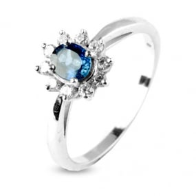 Bague saphir 0.50 ct sertie de diamants 0.20 ct en Or Blanc diamant Lana -10382-SA
