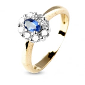 Bague saphir 0.50 ct sertie de diamants 0.36 ct en Or Jaune diamant Mlanie -11518-SA
