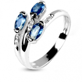 Bague saphir 0.90 ct sertie de diamants 0.03 ct en Or Blanc diamant Floralie -11285-SA
