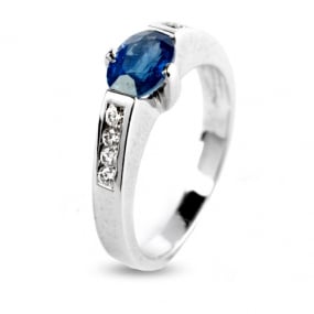 bague Saphir 1.09 carats sertie de diamants 0.17 ct en Or Blanc diamant Silvia -9642.50
