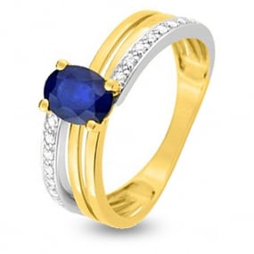 Bague Saphir en 2 Ors diamant Brianna -MZB15BSB4
