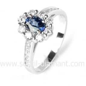 Bague saphir en Or Blanc diamant Gaia -12528 SA
