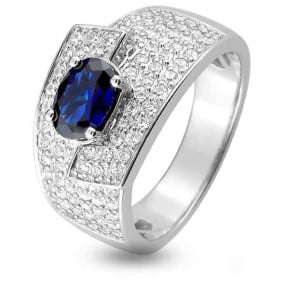 Bague Saphir et Diamants en Or Blanc diamant  -1.6031.S1
