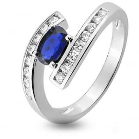 Bague Saphir et Diamants en Or Blanc diamant  -1.6084.S1
