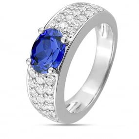 Bague Saphir et Diamants en Or Blanc diamant  -1.6098.S1
