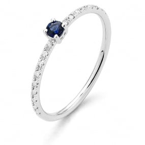 Bague Saphir et Diamants en Or Blanc diamant Aiko -RA108
