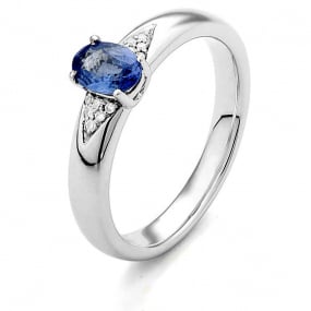 Bague Saphir et Diamants en Or Blanc diamant Anthea -RD555
