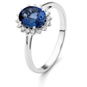 Bague Saphir et Diamants en Or Blanc diamant Hina -R6920
