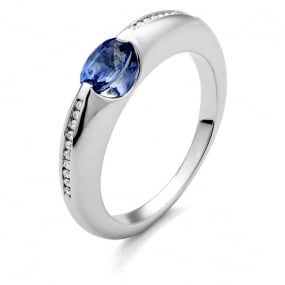 Bague Saphir et Diamants en Or Blanc diamant Johanna -RD614
