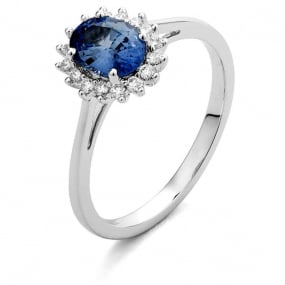 Bague Saphir et Diamants en Or Blanc diamant Kalaya -R7846
