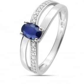 Bague Saphir et Diamants en Or Blanc diamant Melissa -MS070GSB4
