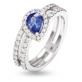 Bague Saphir et Diamants en Or Blanc diamant Nadya -AN3718B/ZBC
