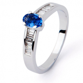 Bague Saphir et diamants en Or Blanc diamant  -R6775FMPWA00L
