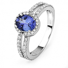 Bague Saphir et diamants en Or Blanc diamant  -R7121FMPWAF0L
