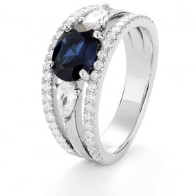 Bague Saphir et Diamants en Or Blanc diamant Taiana -RD923
