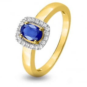 Bague Saphir et Diamants en Or Jaune diamant Charme -1.6096.S3
