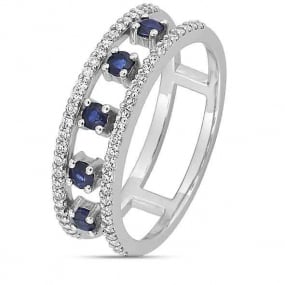 Bague Saphir et Zirconium en Or Blanc  Violette -1.7465.S1
