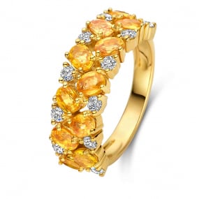 Bague Saphir jaune et Diamants en Or Jaune diamant Lana -067449JA
