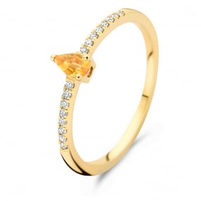 Bague Saphir Jaune et Diamants en Or Rose diamant Tahiata -064302JA
