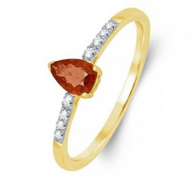 Bague Saphir Orange et Diamants en Or Jaune diamant Shannon -SAKC05
