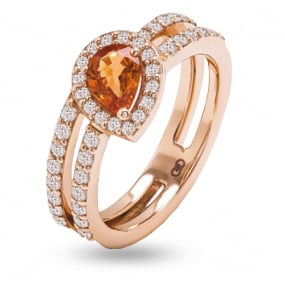 Bague Saphir Orange et Diamants en Or Rose diamant Ocane -AN3718R/ZA
