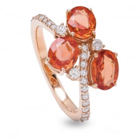 Bague Saphir Padparadscha et Diamants en Or Rose diamant Marine -AN3626R/ZAR
