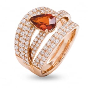 Bague Saphir Padparadscha et Diamants en Or Rose diamant Marisa -AN3357R/ZAR
