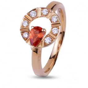 Bague Saphir Poire Orange et Diamants en Or Jaune diamant Eliza -AN3507G/ZA
