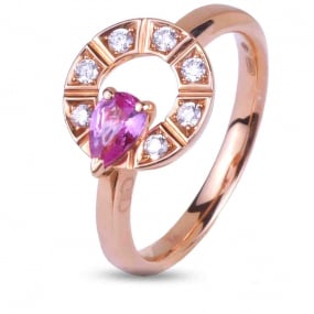 Bague Saphir Poire Orange et Diamants en Or Rose diamant Eliza -AN3507R/ZR
