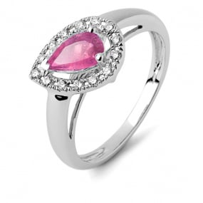 Bague saphir rose et diamant en Or Jaune diamant Exquise -R9529FMPWAM12
