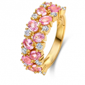 Bague Saphir Rose et Diamants en Or Jaune diamant Heiani -067449XA
