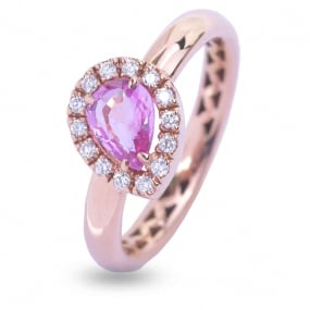 Bague Saphir Rose et Diamants en Or Rose diamant  -AN3415R/ZR
