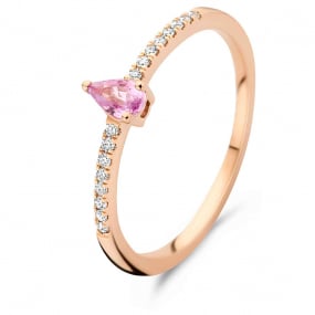 Bague Saphir Rose et Diamants en Or Rose diamant Matsuo -064223XA
