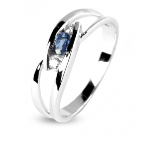 Bague saphir sertie de deux diamants en Or Blanc diamant Forever -12562-SA
