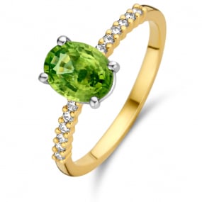 Bague Saphir Vert et Diamants en Or Jaune diamant Mahealani -063141EA
